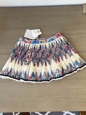 NWT Isabel Marant 100% Silk Pleated Floral Skirt Sz 38